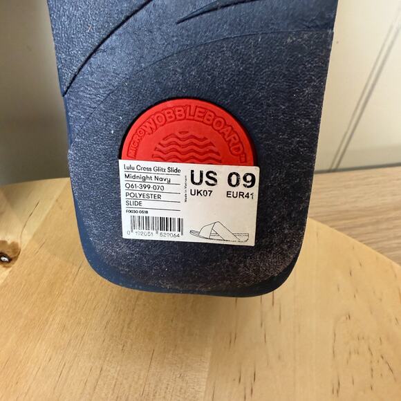 FitFlop NWOBox Womens Lulu Cross Glitz Slide Shoe Navy Blue Metallic 9M Comfort - Picture 10 of 14